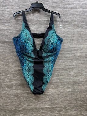 Swimsuit For All One Piece Swimsuit Womens 22 Blue Paisley Print Plus Lined